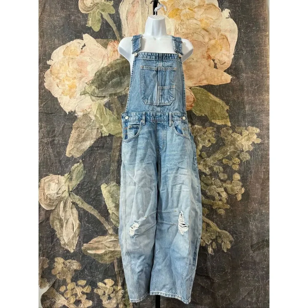 New Free People We The Free Good Luck Barrel Overalls Size XL